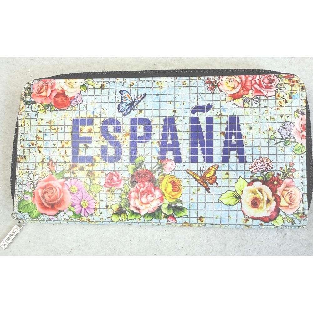 Helen‎ Rudin España Floral Zip Around Wallet Butterfly Travel Souvenir Organizer
